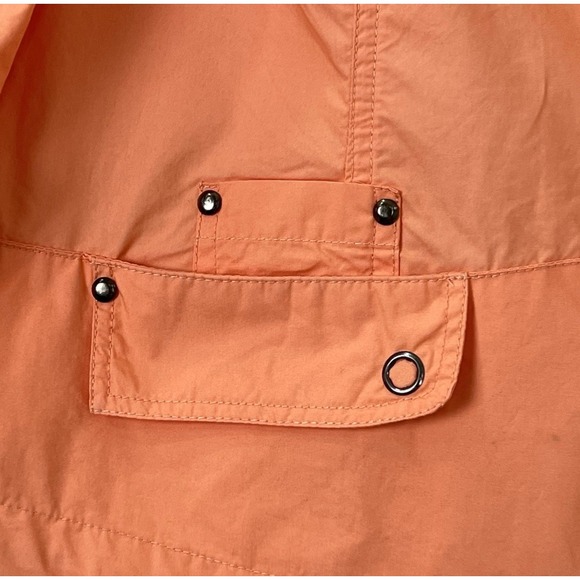 Chicos Womens Windbreaker Jacket 2/US12 Soft Orange Long Sleeve Roll Tab Zipper - Picture 6 of 12